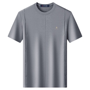 梦特娇长绒棉男士短袖T恤2025男装夏季新款圆领高端大码宽松体恤Z