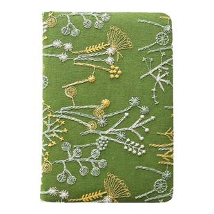 云木杂货A6布面刺绣记事本布艺随身小笔记本空白横线日记本手帐本