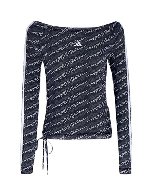 adidas阿迪达斯三条纹舞动系列运动休闲上衣满印女长袖T恤 KS5308