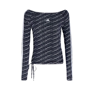 adidas阿迪达斯三条纹舞动系列运动休闲上衣满印女长袖T恤 KS5308