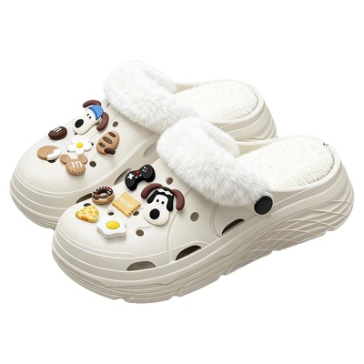 手术室棉拖鞋女2025冬季新款加绒保暖医护士专用毛毛洞洞鞋男外穿