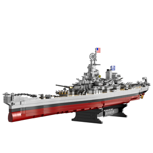 方橙积木儿童拼装密苏里号战列舰模型男孩益智力航空母舰拼图玩具