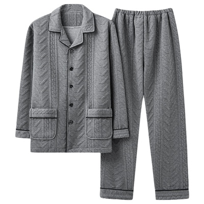 浪莎空气棉睡衣男加厚保暖套装