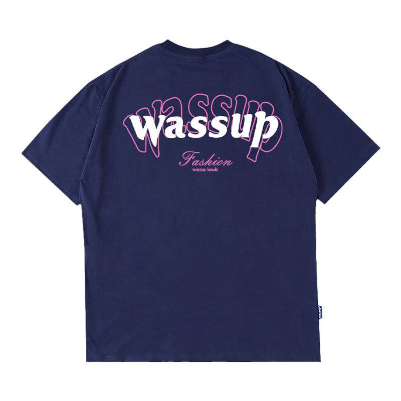 wassup潮牌美式字母短袖t恤男