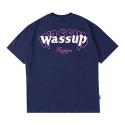 wassup潮牌美式字母短袖t恤男