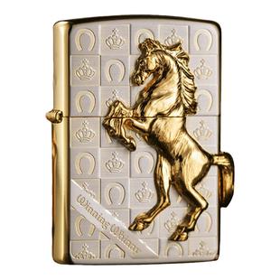 官方ZIPPO防风打火机正版zipoo马年纪念版金色骏马高颜值创意zppo