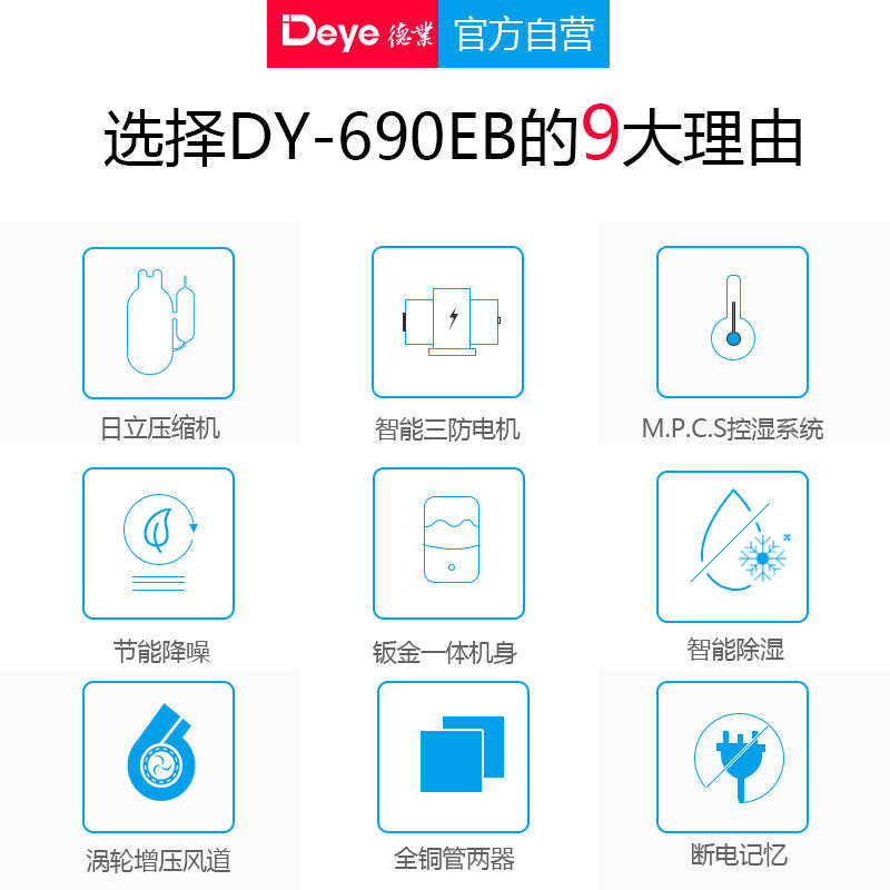 德业工业除湿机DY-690EB 茶叶仓库木材车间档案室抽湿机防潮设备