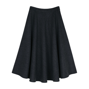 MRS Studios 复古赫本风立体伞摆 人字纹羊毛A字伞裙半身裙