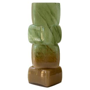 中古风渐变蓝色几何方块花瓶餐桌软装酒店电视柜台面装饰玻璃摆件