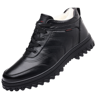 回力棉鞋男士冬季加绒保暖男鞋高帮真皮羊毛棉皮鞋爸爸防滑雪地靴