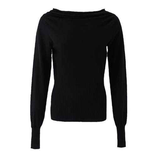 SMIIILE气质一字领斜肩露肩堆叠羊毛针织衫秋修身显瘦打底衫上衣