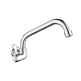 横式万向入墙式全铜厨房水龙头洗菜盆洗碗池单冷家用旋转防溅水槽