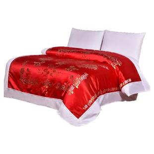 杭州丝绸被套婚庆绸缎被罩软缎被面大红结婚喜被子套纯棉被里单件