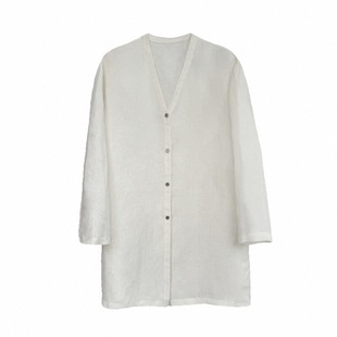 陈小满原创设计白色纯汉麻高端女套装雨露麻裤子2025秋季宽松上衣