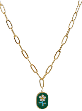 ZOXI轻奢小众法式绿色项链女