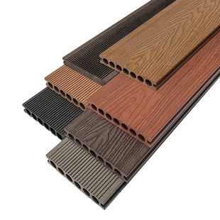 塑木地板室外庭院露台阳台栈道防腐防水户外圆孔实心木塑地板