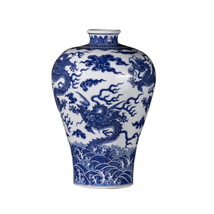 宁封窑梅瓶景德镇陶瓷花瓶瓷瓶摆件青花瓷客厅新中式复古仿古瓷器