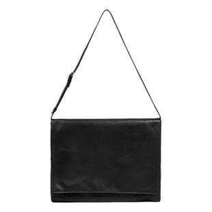 新款极简风羊皮邮差包女黑色真皮斜挎包单肩包软皮女包