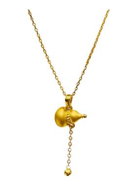 福禄葫芦流苏项链 女纯银925镀黄金色长款吊坠锁骨链新中式复古潮