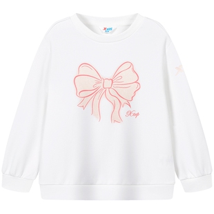 【商场同款】特步童装春季新款儿童运动上衣女童亲肤小童套头卫衣