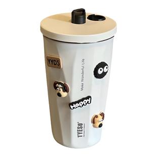 tyeso泰硕冰霸大容量女生保冷杯子吸管2025新款随行咖啡保温水杯