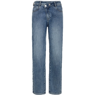 ONLY2026春季新款错位腰头设计高腰显瘦九分裤直筒裤牛仔裤女