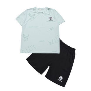 胖男童速干套装加肥加大夏季2025新款青少年运动冰丝短袖两件套薄