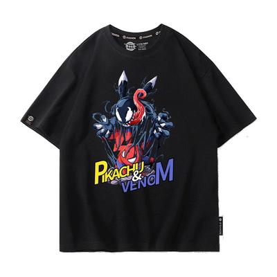 drew毒液蜘蛛侠联名皮卡丘短袖T恤男夏季2025新款漫威比卡丘衣服