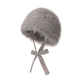 7THLAT冬季毛绒帽子带帽绳可拆卸仙女帽女防寒保暖皮草帽子显脸小