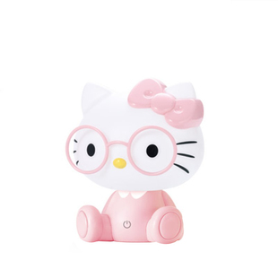 超萌戴眼镜KT猫卧室女生床头台灯卡通可爱插电三档触摸调光小夜灯