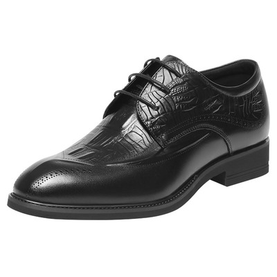 西二男士内增高商务正装皮鞋男2025真皮布洛克新郎结婚鞋Z25Q3598