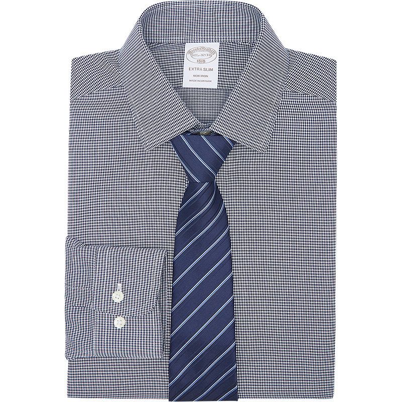[易打理]Brooks Brothers/布克兄弟男士秋季款提花长袖正装衬衫
