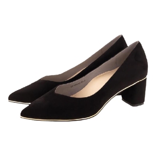 RANDA 秋冬新款COTTON宽版3E日系尖头粗跟浅口高跟鞋 DP10544