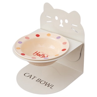 猫碗陶瓷磁吸增高不易打翻倾斜宠物碗狗碗增高护颈椎高脚狗盆吃饭