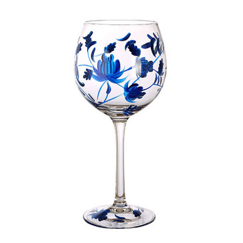 纯手绘油画大号水晶家用酒杯
