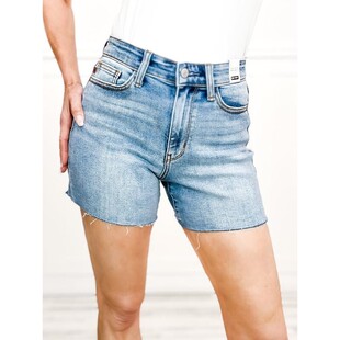 Z 82922 High Elasticity High Waist Five Points Denim Shorts