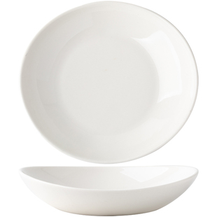 芦苇〖百看不厌的一款〗纯色陶瓷沙拉盘白色异形盘餐厅菜碗(21cm)