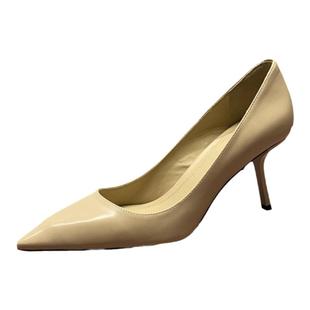 STELLALUNAA露娜简约高跟鞋尖头浅口真皮细高跟单鞋女SL322001