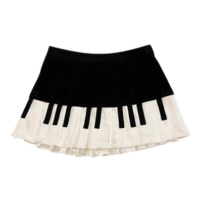黑白钢琴短款百褶裙 Black and white piano short pleated skirt