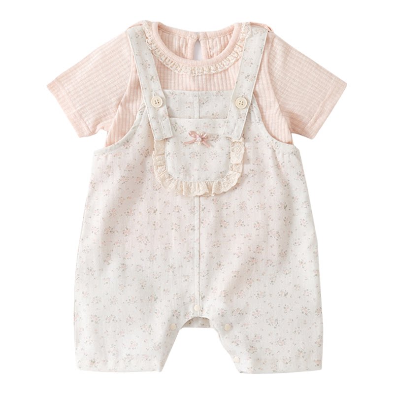 丹麦MARMAR KIDS夏季婴儿碎花儿童背带裤套装女宝宝花边两件套