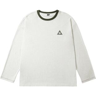 NMAX大码潮牌男装新品美式宽松撞色领圈长袖T恤吸湿速干透气内搭