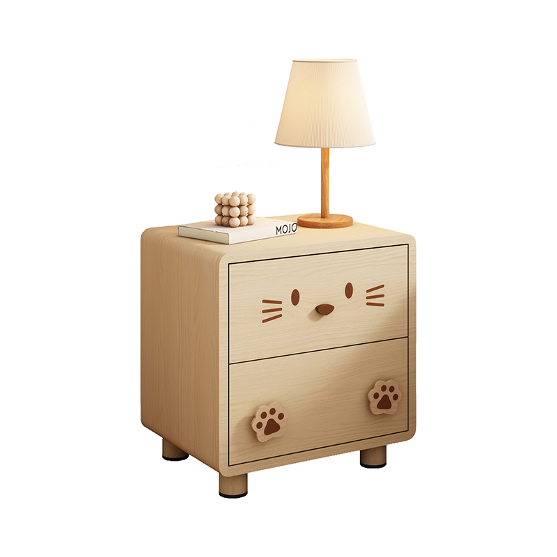儿童床头柜奶油风实木边柜卡通可爱收纳柜卧室边几创意储物柜小型