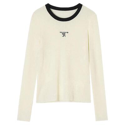 印花套头长袖上衣针织衫