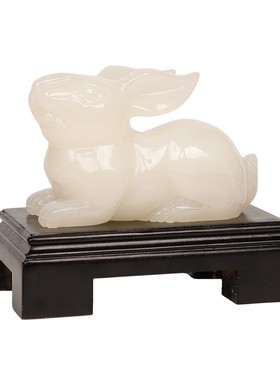 十二生肖玉兔摆件办公室桌面摆设