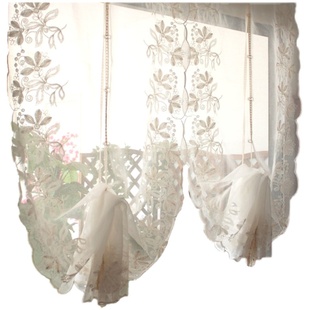 美式乡村毛线绣花气球帘提拉帘升降帘飘窗罗马帘成品窗帘 西泽