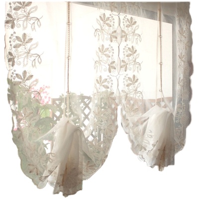 美式乡村风毛线绣花西泽提拉帘