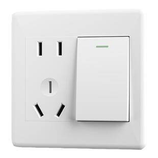 86型通用暗装一开多控带五孔插座1开5孔中途开关三控三联开关面板