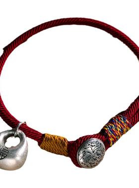 实心足银手链女平安小福袋本命年