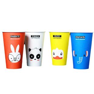 8A14A16A加厚奶茶豆浆咖啡杯一次性卡通奶茶纸杯子带盖1000只包邮