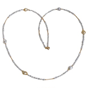 秋日旋律天然无核海水克旭澳白珍珠长款18K金keshi混彩金珠毛衣链